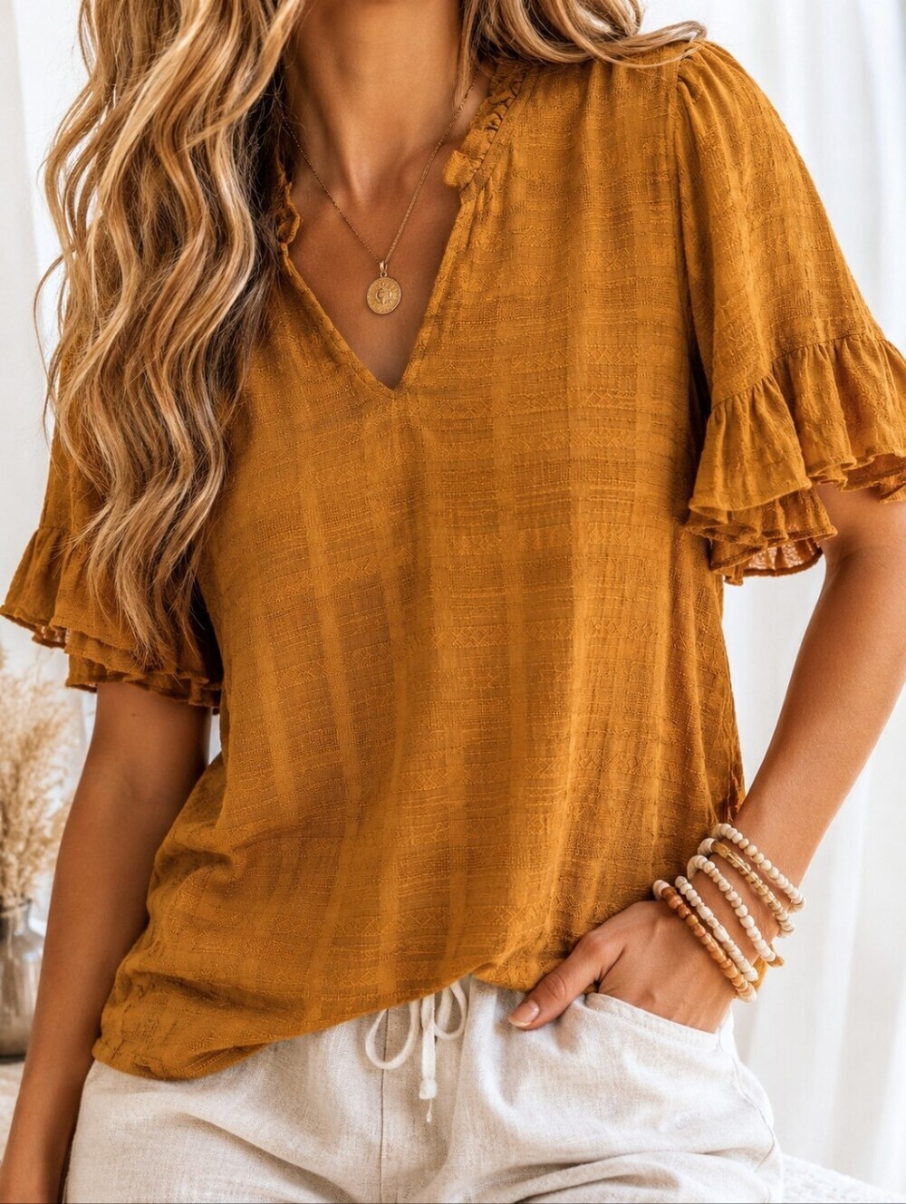 Dolan Boho Gauze Top Ruffle Sleeve Cottagecore Anthropologie